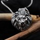 Glorria 925k Sterling Silver Men Wild Lion Necklace