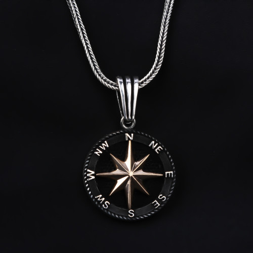 Glorria 925k Sterling Silver Men North Star Necklace Glorria 925k Sterling Silver Men North Star Necklace