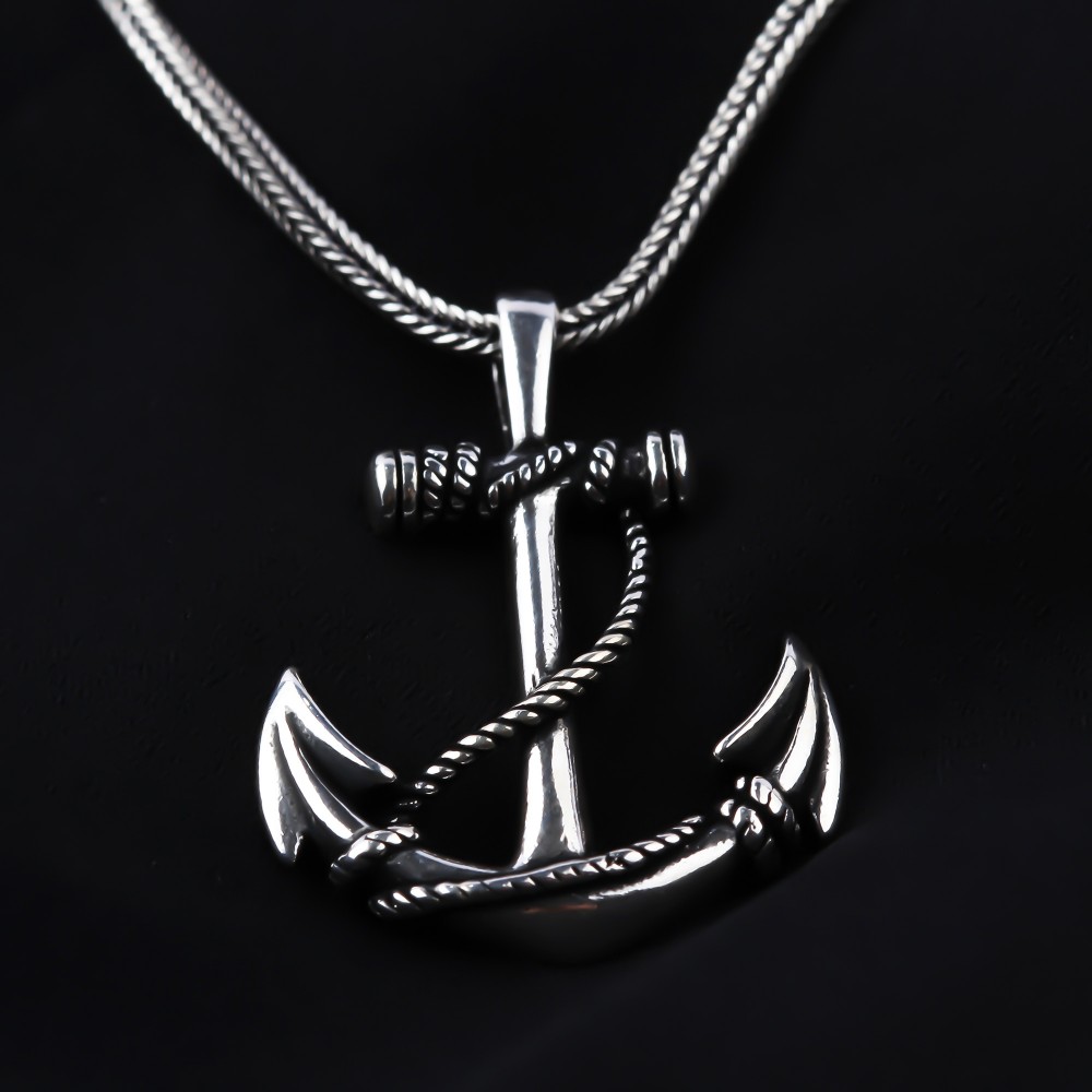 Glorria 925k Sterling Silver Men Sea Anchor Necklace Glorria 925k Sterling Silver Men Sea Anchor Necklace