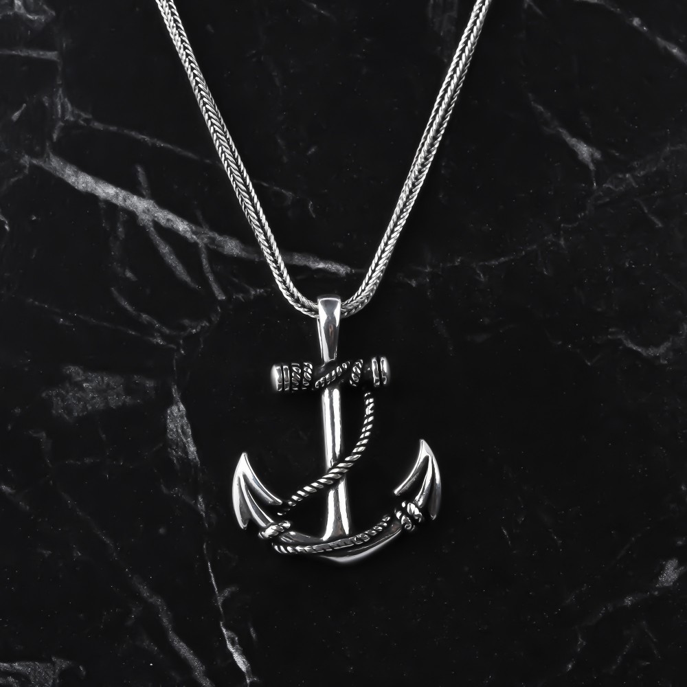 Glorria 925k Sterling Silver Men Sea Anchor Necklace Glorria 925k Sterling Silver Men Sea Anchor Necklace