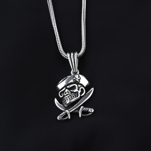 Glorria 925k Sterling Silver Men Pirate Necklace Glorria 925k Sterling Silver Men Pirate Necklace