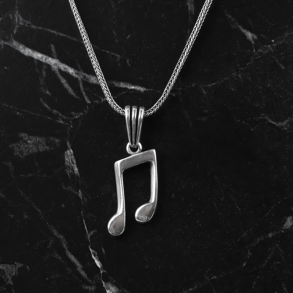 Glorria 925k Sterling Silver Men Note Necklace