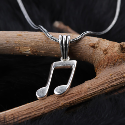 Glorria 925k Sterling Silver Men Note Necklace Glorria 925k Sterling Silver Men Note Necklace