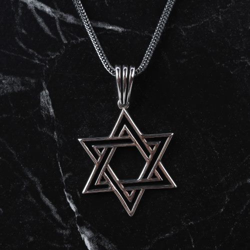 Glorria 925k Sterling Silver Men Star of David Necklace Glorria 925k Sterling Silver Men Star of David Necklace