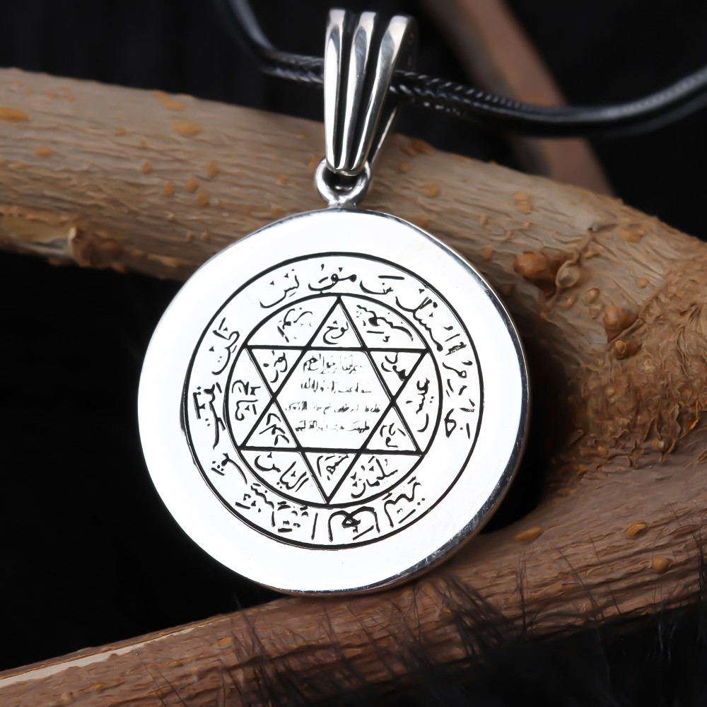 Glorria 925k Sterling Silver Men Seal of Solomon Necklace