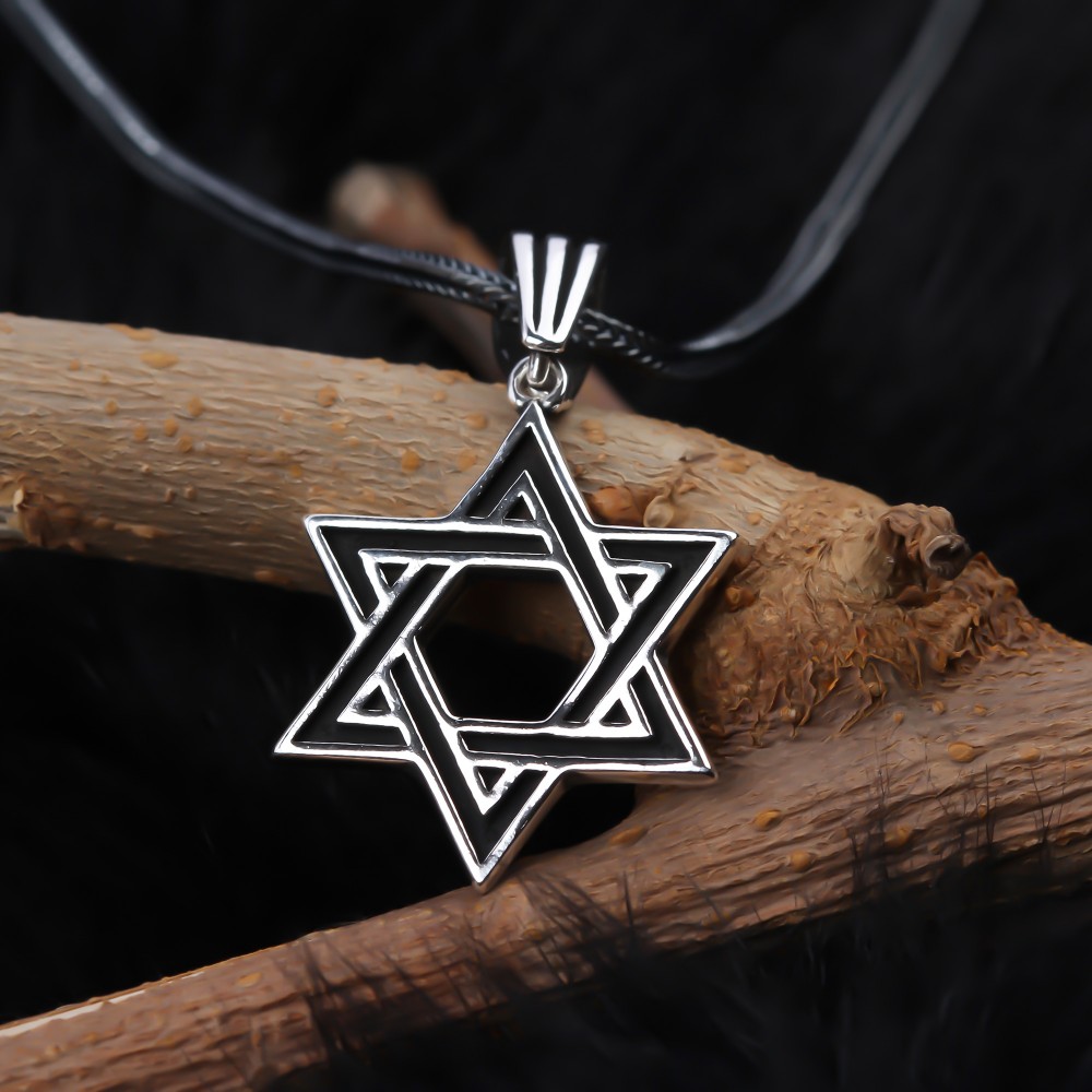 Glorria 925k Sterling Silver Men Star of David Necklace