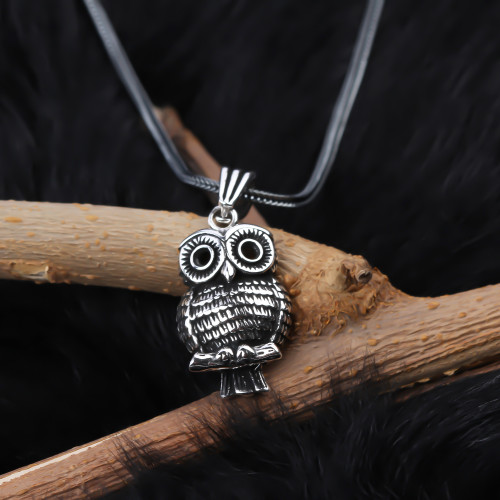 Glorria 925k Sterling Silver Men Owl Necklace Glorria 925k Sterling Silver Men Owl Necklace