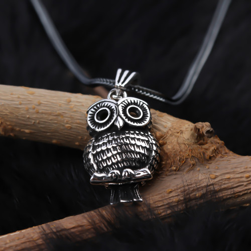 Glorria 925k Sterling Silver Men Owl Necklace Glorria 925k Sterling Silver Men Owl Necklace