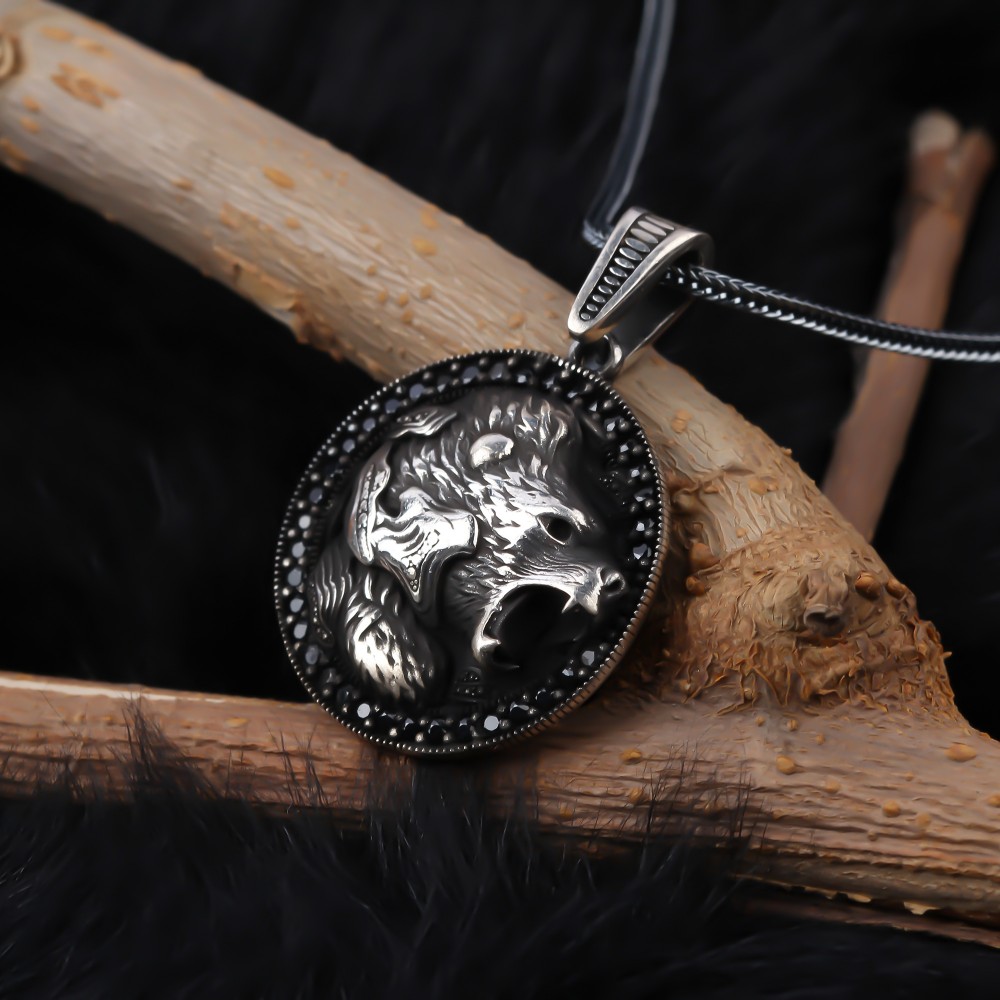 Glorria 925k Sterling Silver Men Wild Bear Necklace Glorria 925k Sterling Silver Men Wild Bear Necklace