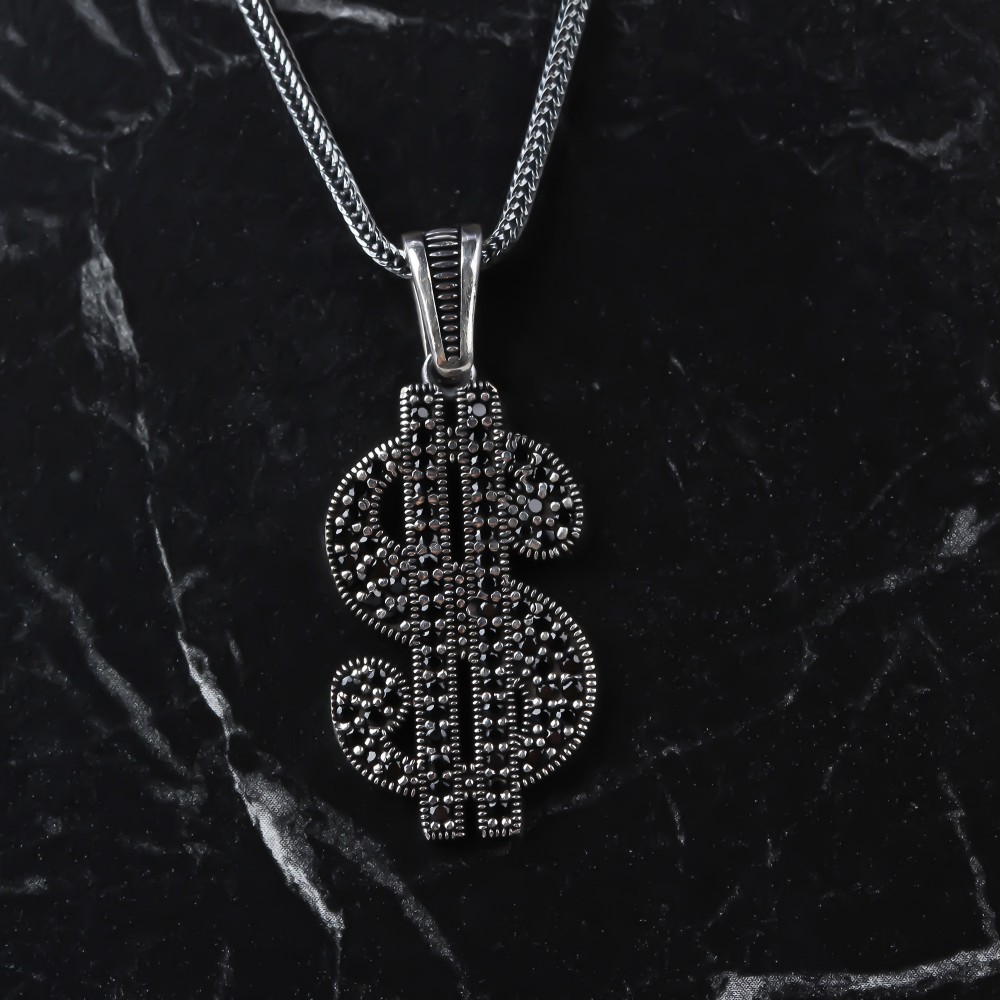 Glorria 925k Sterling Silver Men Dollar Necklace Glorria 925k Sterling Silver Men Dollar Necklace