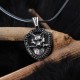 Glorria 925k Sterling Silver Men Wolf Necklace