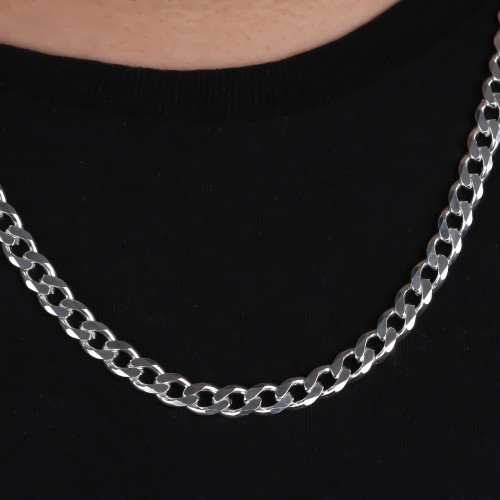 Glorria 925k Sterling Silver 7mm Gourmet Chain Necklace Glorria 925k Sterling Silver 7mm Gourmet Chain Necklace