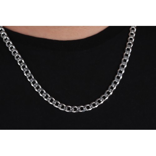 Glorria 925k Sterling Silver 7mm Gourmet Chain Necklace Glorria 925k Sterling Silver 7mm Gourmet Chain Necklace