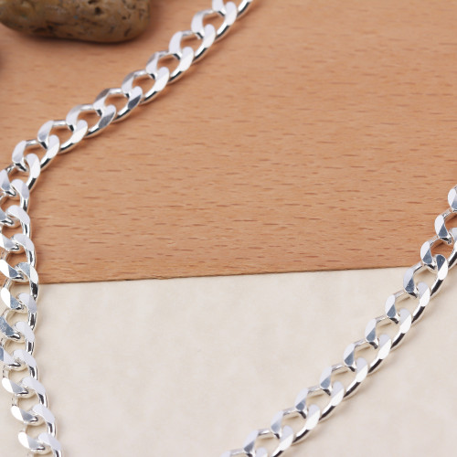 Glorria 925k Sterling Silver 6mm Gourmet Chain Necklace Glorria 925k Sterling Silver 6mm Gourmet Chain Necklace