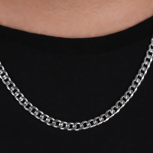 Glorria 925k Sterling Silver 6mm Gourmet Chain Necklace Glorria 925k Sterling Silver 6mm Gourmet Chain Necklace