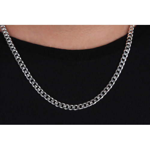 Glorria 925k Sterling Silver 6mm Gourmet Chain Necklace Glorria 925k Sterling Silver 6mm Gourmet Chain Necklace