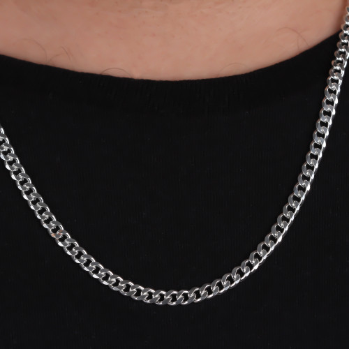 Glorria 925k Sterling Silver 5mm Gourmet Chain Necklace Glorria 925k Sterling Silver 5mm Gourmet Chain Necklace