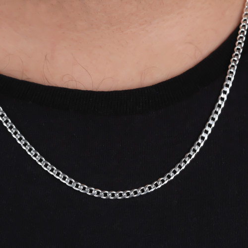 Glorria 925k Sterling Silver 4mm Gourmet Chain Necklace Glorria 925k Sterling Silver 4mm Gourmet Chain Necklace