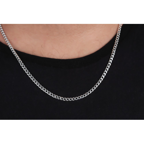 Glorria 925k Sterling Silver 4mm Gourmet Chain Necklace Glorria 925k Sterling Silver 4mm Gourmet Chain Necklace