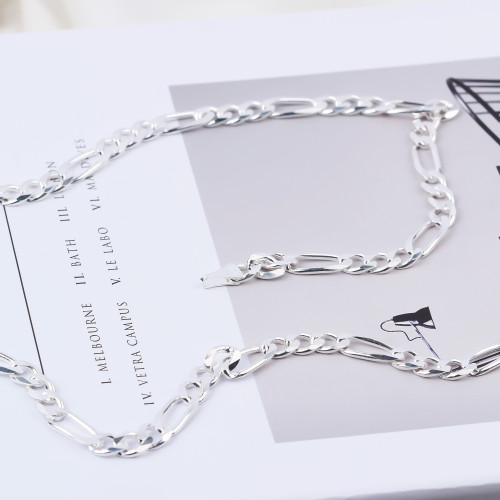 Glorria 925k Sterling Silver 7.5mm Figaro Chain Necklace Glorria 925k Sterling Silver 7.5mm Figaro Chain Necklace