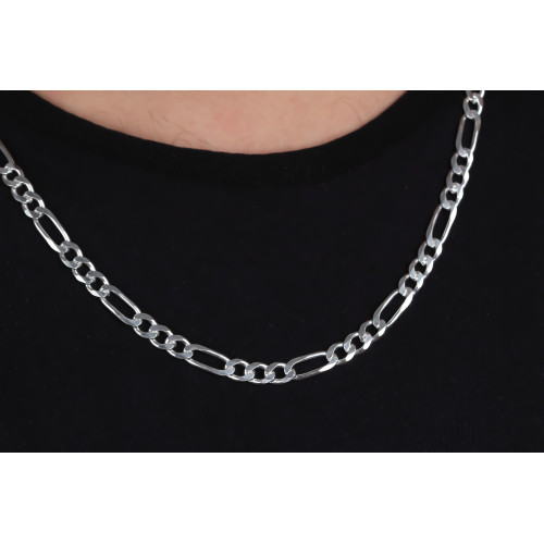 Glorria 925k Sterling Silver 7.5mm Figaro Chain Necklace Glorria 925k Sterling Silver 7.5mm Figaro Chain Necklace