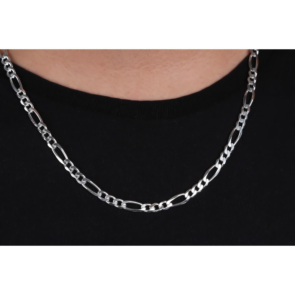 Sterling silver figaro chain 6mm sale