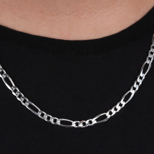 Glorria 925k Sterling Silver 6mm Figaro Chain Necklace Glorria 925k Sterling Silver 6mm Figaro Chain Necklace