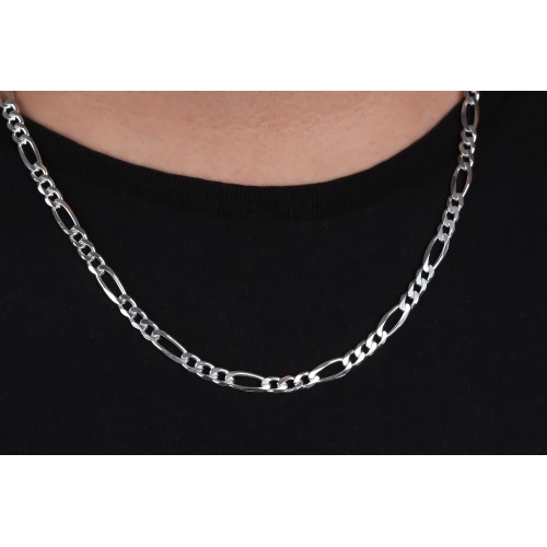 Glorria 925k Sterling Silver 6mm Figaro Chain Necklace Glorria 925k Sterling Silver 6mm Figaro Chain Necklace