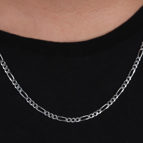 Glorria 925k Sterling Silver 4mm Figaro Chain Necklace Glorria 925k Sterling Silver 4mm Figaro Chain Necklace