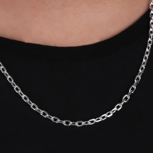 Glorria 925k Sterling Silver 4mm Anchor Chain Necklace Glorria 925k Sterling Silver 4mm Anchor Chain Necklace