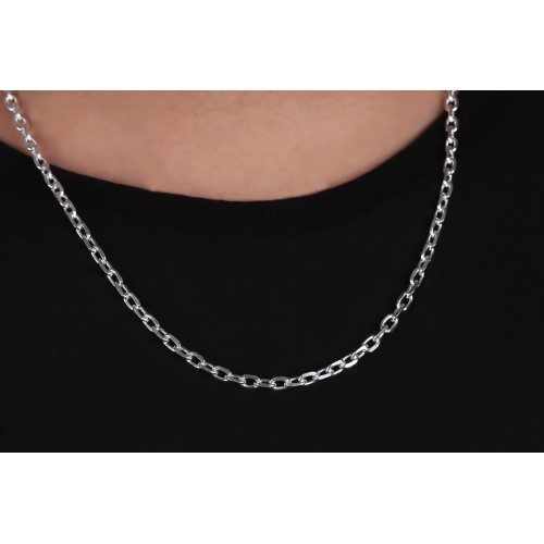 Glorria 925k Sterling Silver 4mm Anchor Chain Necklace Glorria 925k Sterling Silver 4mm Anchor Chain Necklace