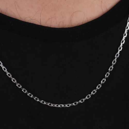 Glorria 925k Sterling Silver 3mm Anchor Chain Necklace Glorria 925k Sterling Silver 3mm Anchor Chain Necklace