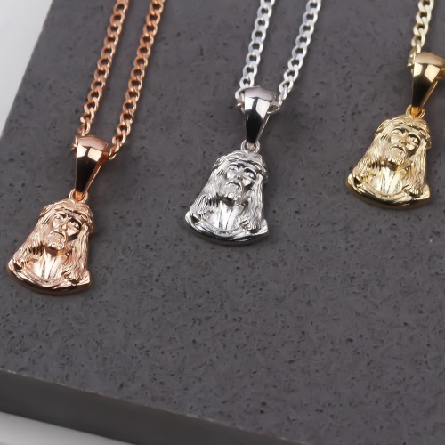 Glorria 925k Sterling Silver Gourmet Chain Jesus Christ Necklace
