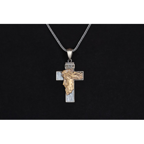 Glorria 925k Sterling Silver Gourmet Chain Jesus Christ Cross Necklace Glorria 925k Sterling Silver Gourmet Chain Jesus Christ Cross Necklace
