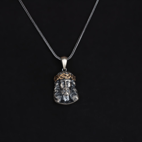 Glorria 925k Sterling Silver Gourmet Chain Jesus Christ Necklace