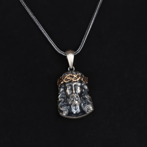 Glorria 925k Sterling Silver Gourmet Chain Jesus Christ Necklace