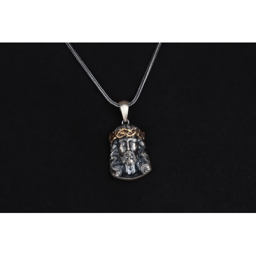 Glorria 925k Sterling Silver Gourmet Chain Jesus Christ Necklace