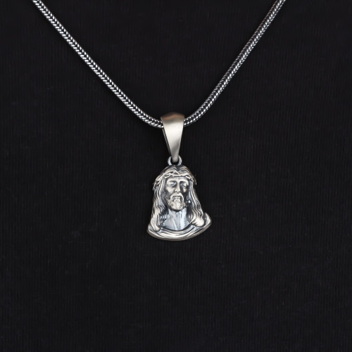 Glorria 925k Sterling Silver Gourmet Chain Jesus Christ Necklace