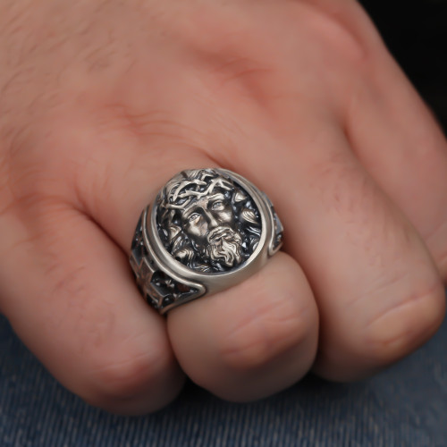 Glorria 925k Sterling Silver Jesus Christ Ring Glorria 925k Sterling Silver Jesus Christ Ring