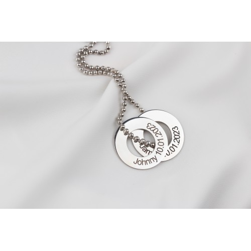 Glorria 925k Sterling Silver Men Personalized Double Ring Ball Chain Sterling Silver Necklace Glorria 925k Sterling Silver Men Personalized Double Ring Ball Chain Sterling Silver Necklace