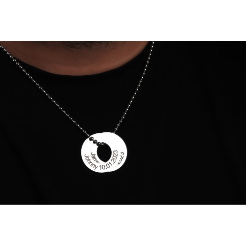 Glorria 925k Sterling Silver Men Personalized Double Ring Ball Chain Sterling Silver Necklace Glorria 925k Sterling Silver Men Personalized Double Ring Ball Chain Sterling Silver Necklace