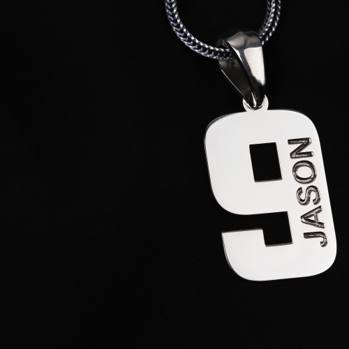 Glorria 925k Sterling Silver Men Personalized Name Numeral Silver Necklace