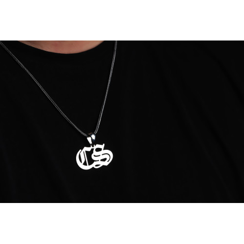 Glorria 925k Sterling Silver Men Personalized Gothic Double Letter Sterling Silver Necklace Glorria 925k Sterling Silver Men Personalized Gothic Double Letter Sterling Silver Necklace