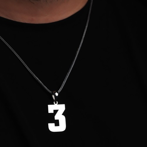 Glorria 925k Sterling Silver Men Personalized Numeral Silver Necklace