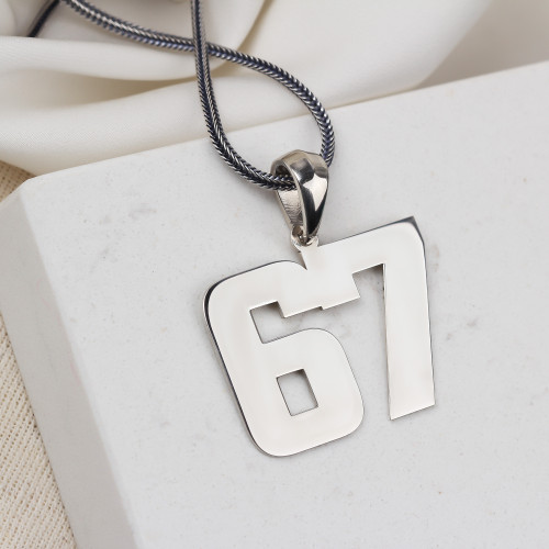 Glorria 925k Sterling Silver Men Personalized Double Numeral Silver Necklace