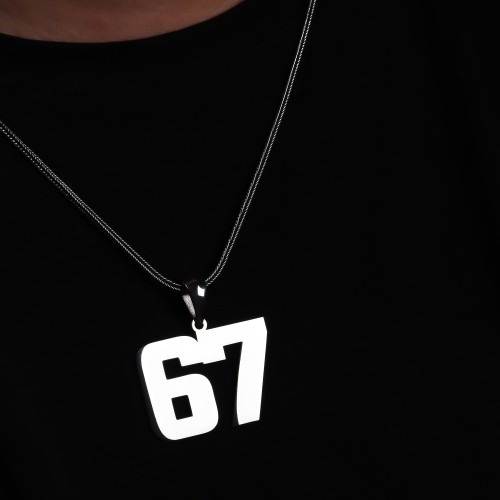 Glorria 925k Sterling Silver Men Personalized Double Numeral Silver Necklace