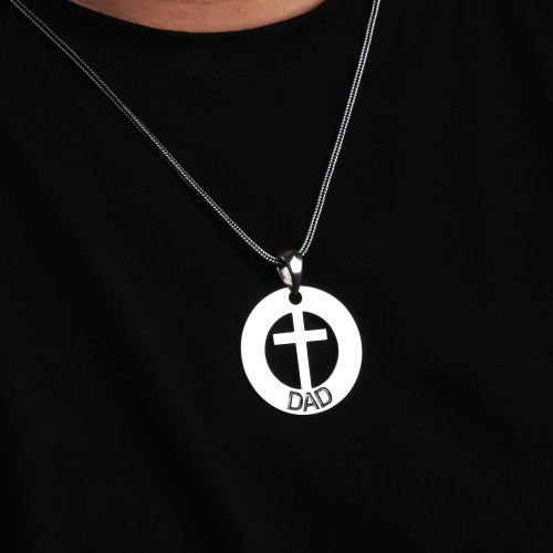 Glorria 925k Sterling Silver Men Personalized Cross Name Sterling Silver Necklace