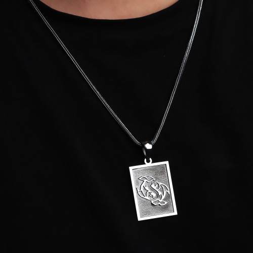 Glorria 925k Sterling Silver Men Horoscope Silver Necklace