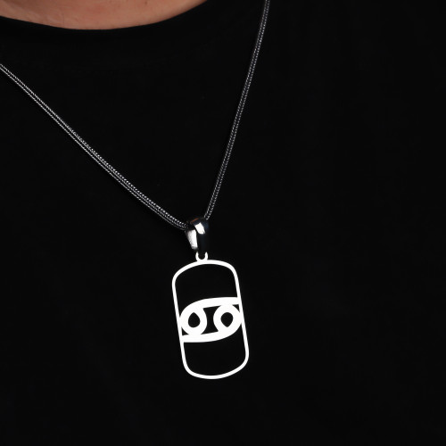 Glorria 925k Sterling Silver Men Horoscope Silver Necklace