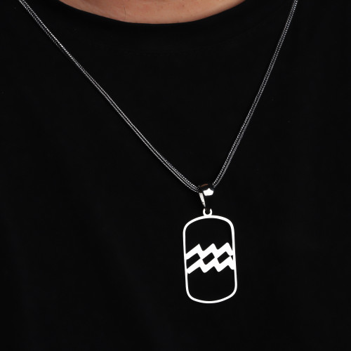Glorria 925k Sterling Silver Men Horoscope Silver Necklace